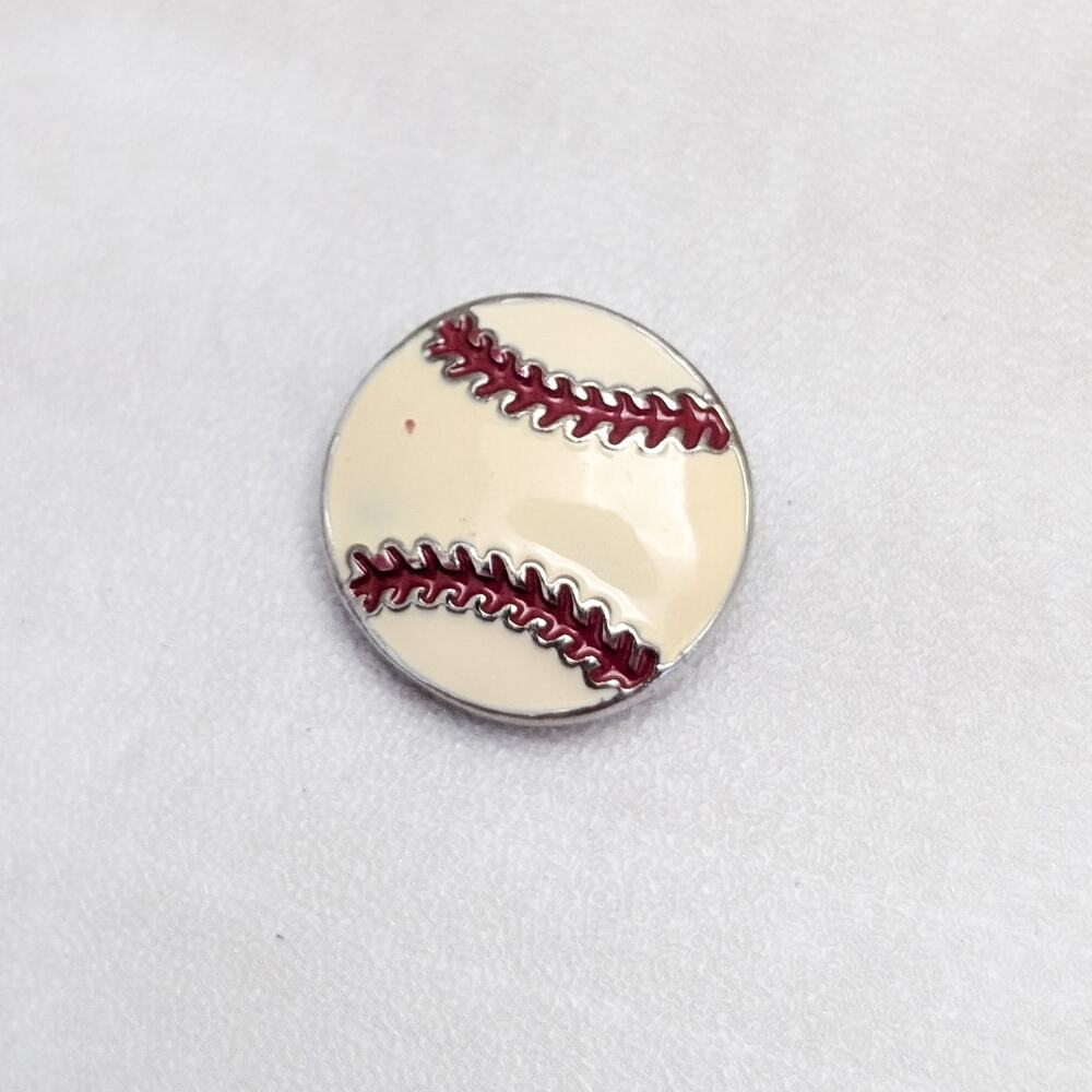 Snap Button Charm - Baseball Design